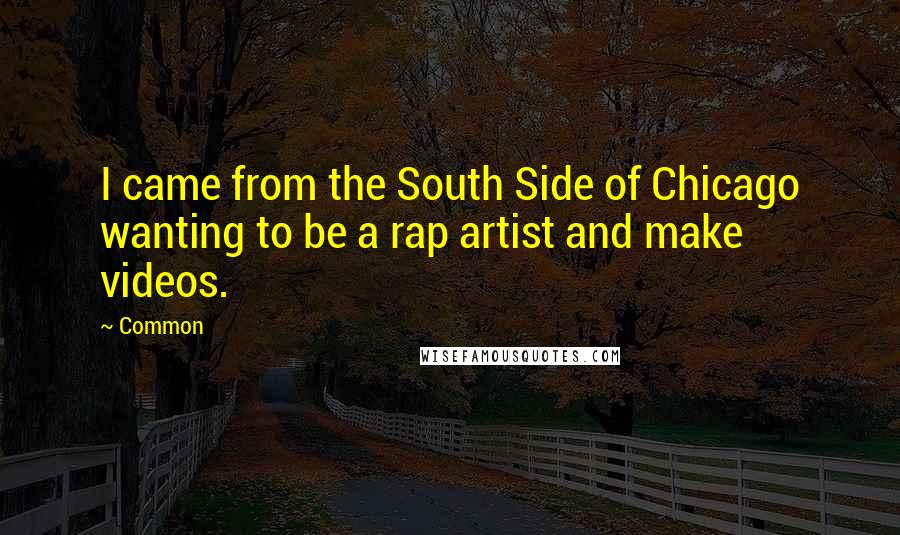 Common Quotes: I came from the South Side of Chicago wanting to be a rap artist and make videos.