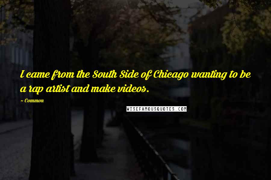 Common Quotes: I came from the South Side of Chicago wanting to be a rap artist and make videos.