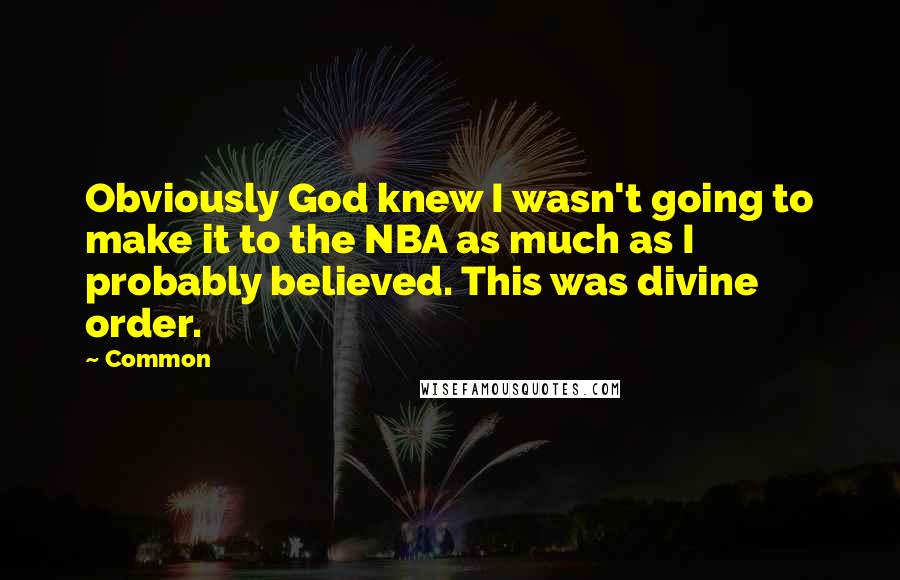 Common Quotes: Obviously God knew I wasn't going to make it to the NBA as much as I probably believed. This was divine order.