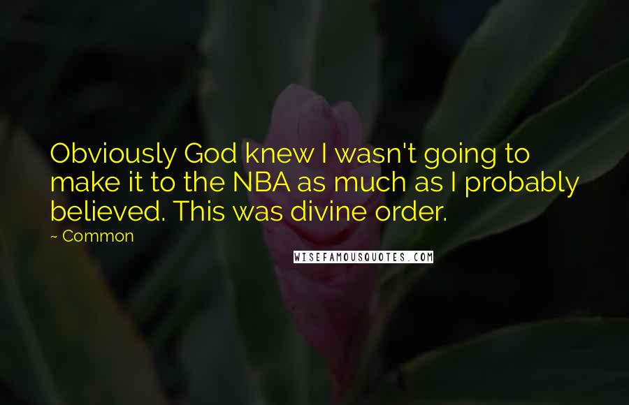 Common Quotes: Obviously God knew I wasn't going to make it to the NBA as much as I probably believed. This was divine order.