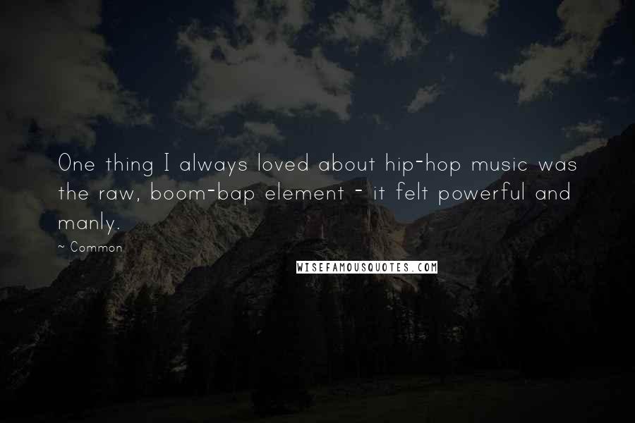 Common Quotes: One thing I always loved about hip-hop music was the raw, boom-bap element - it felt powerful and manly.