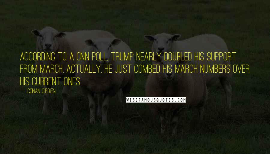 Conan O'Brien Quotes: According to a CNN poll, Trump nearly doubled his support from March. Actually, he just combed his March numbers over his current ones.