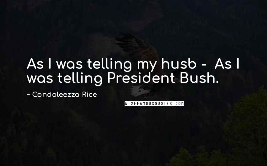 Condoleezza Rice Quotes: As I was telling my husb -  As I was telling President Bush.