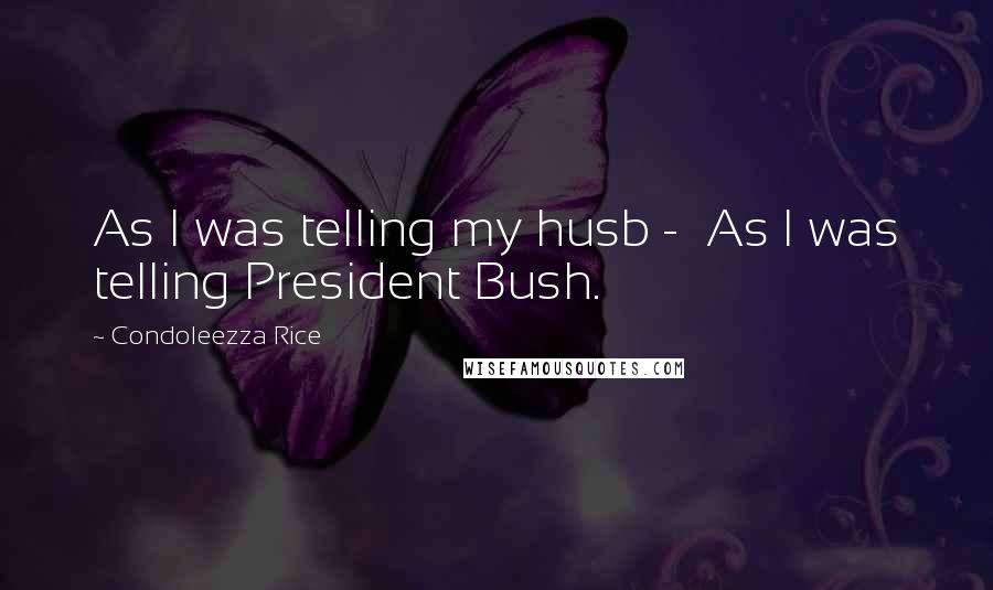 Condoleezza Rice Quotes: As I was telling my husb -  As I was telling President Bush.