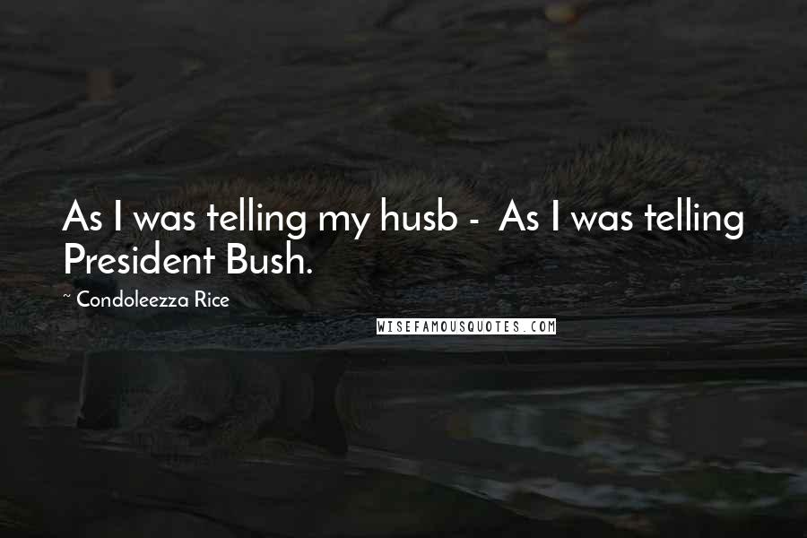 Condoleezza Rice Quotes: As I was telling my husb -  As I was telling President Bush.