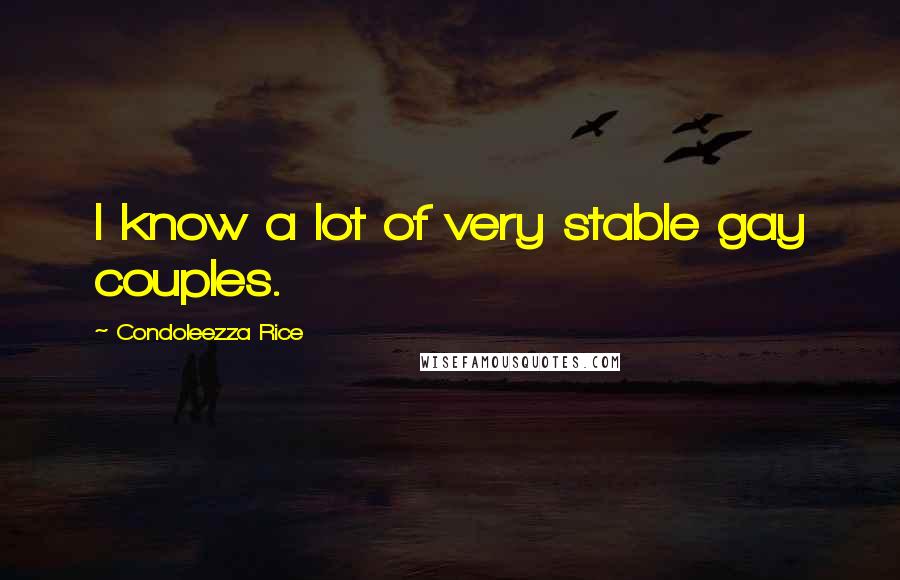 Condoleezza Rice Quotes: I know a lot of very stable gay couples.