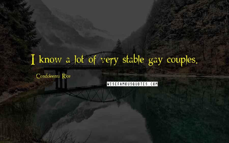 Condoleezza Rice Quotes: I know a lot of very stable gay couples.