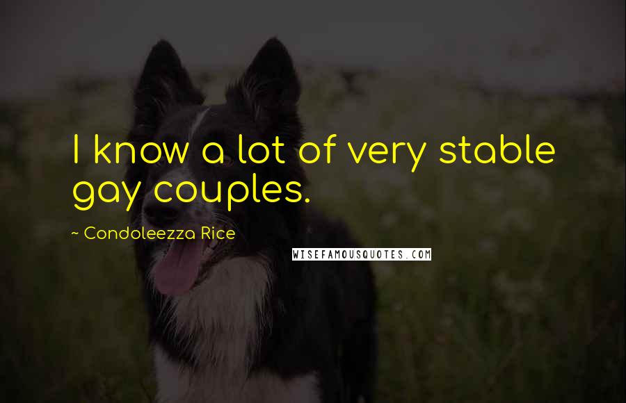 Condoleezza Rice Quotes: I know a lot of very stable gay couples.