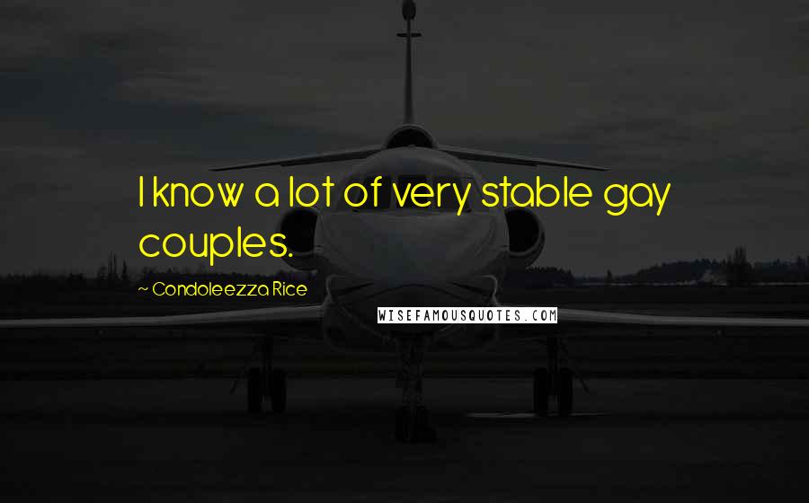 Condoleezza Rice Quotes: I know a lot of very stable gay couples.