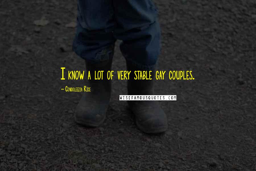 Condoleezza Rice Quotes: I know a lot of very stable gay couples.