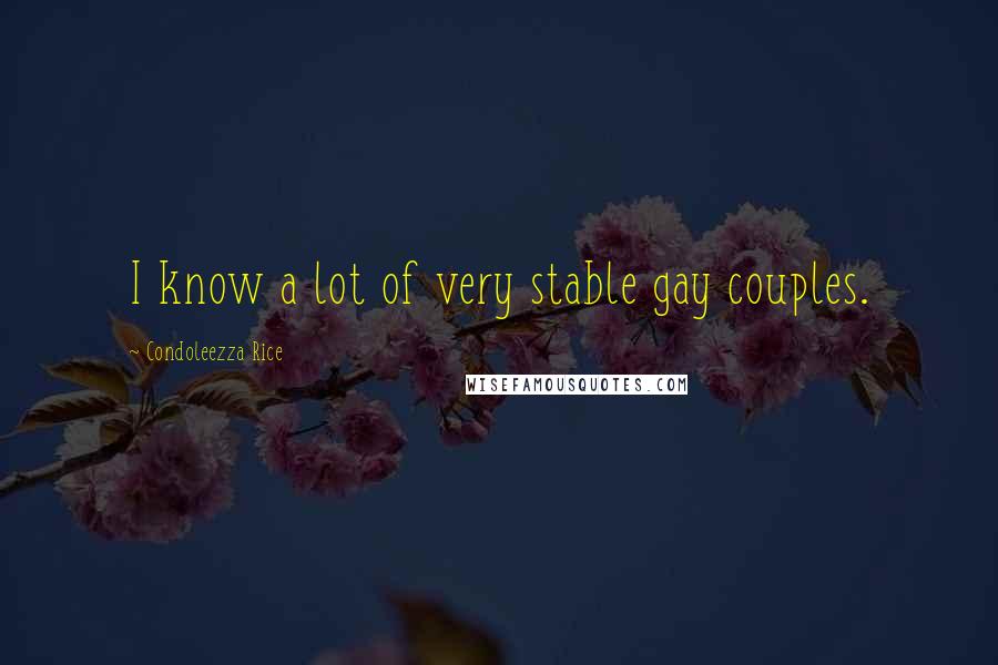 Condoleezza Rice Quotes: I know a lot of very stable gay couples.
