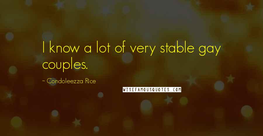Condoleezza Rice Quotes: I know a lot of very stable gay couples.