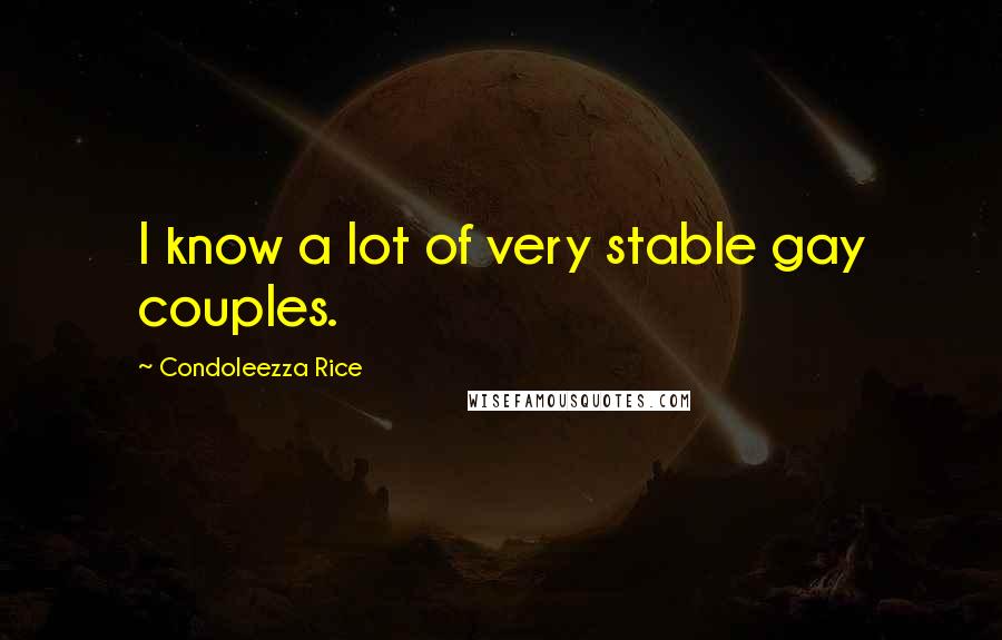Condoleezza Rice Quotes: I know a lot of very stable gay couples.