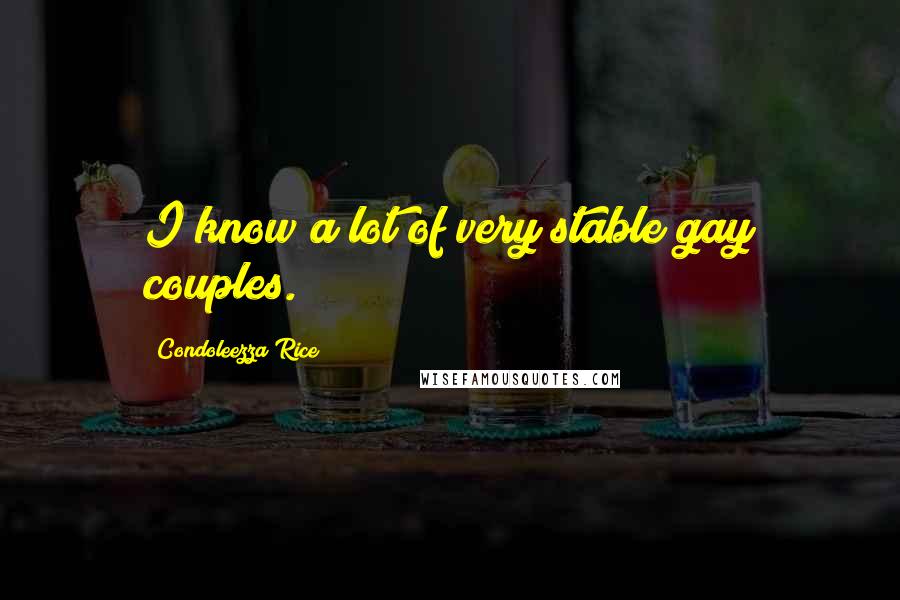 Condoleezza Rice Quotes: I know a lot of very stable gay couples.