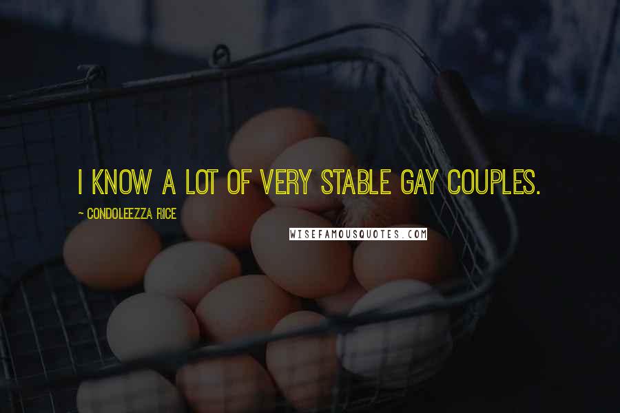 Condoleezza Rice Quotes: I know a lot of very stable gay couples.