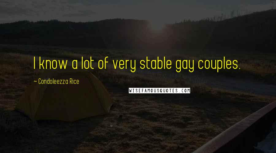 Condoleezza Rice Quotes: I know a lot of very stable gay couples.
