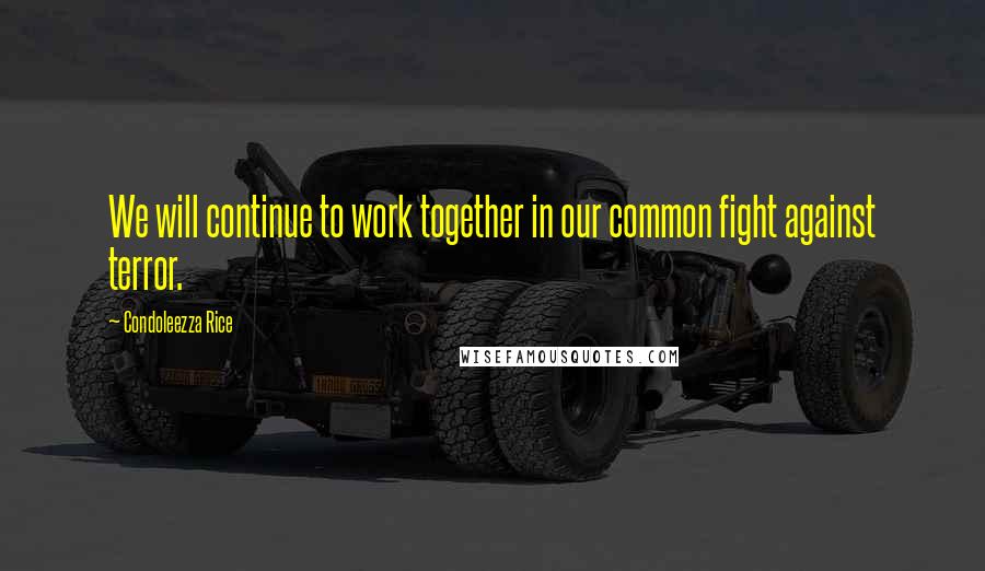 Condoleezza Rice Quotes: We will continue to work together in our common fight against terror.