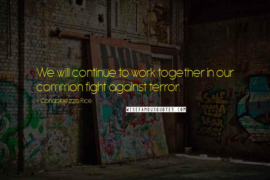 Condoleezza Rice Quotes: We will continue to work together in our common fight against terror.