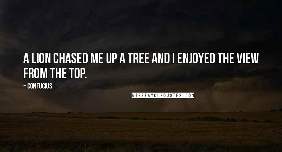 Confucius Quotes: A lion chased me up a tree and I enjoyed the view from the top.