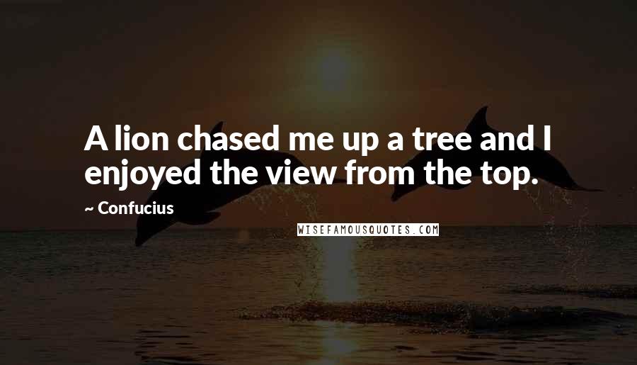 Confucius Quotes: A lion chased me up a tree and I enjoyed the view from the top.