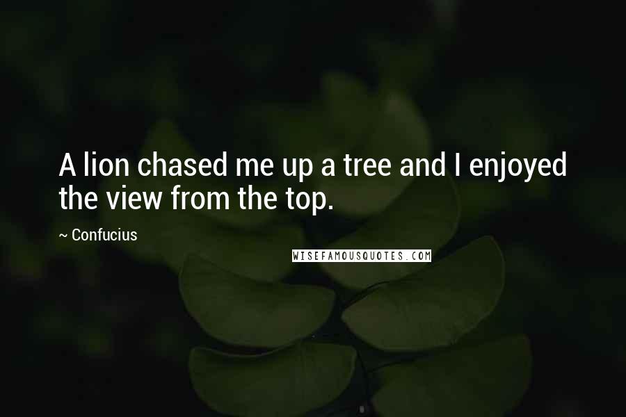 Confucius Quotes: A lion chased me up a tree and I enjoyed the view from the top.