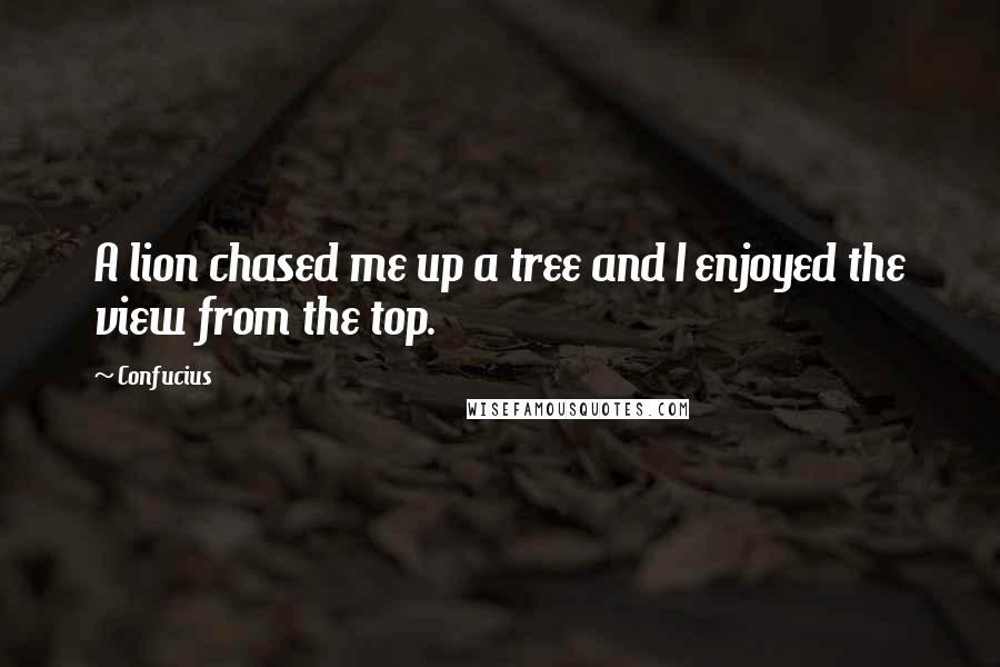 Confucius Quotes: A lion chased me up a tree and I enjoyed the view from the top.