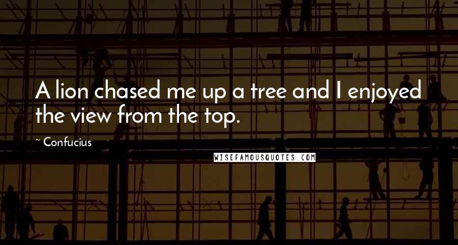 Confucius Quotes: A lion chased me up a tree and I enjoyed the view from the top.