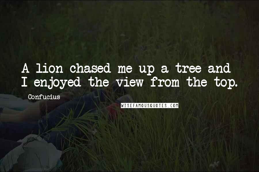 Confucius Quotes: A lion chased me up a tree and I enjoyed the view from the top.