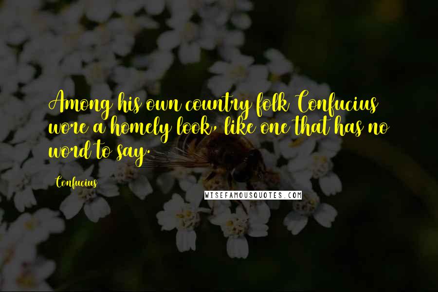 Confucius Quotes: Among his own country folk Confucius wore a homely look, like one that has no word to say.