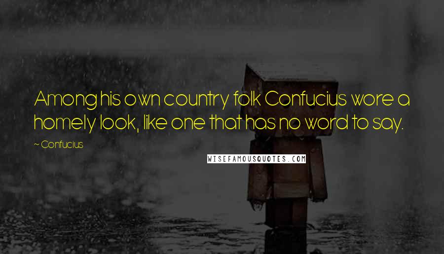 Confucius Quotes: Among his own country folk Confucius wore a homely look, like one that has no word to say.