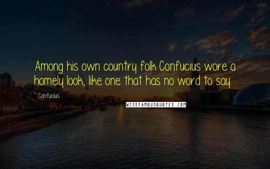 Confucius Quotes: Among his own country folk Confucius wore a homely look, like one that has no word to say.