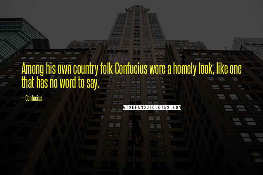 Confucius Quotes: Among his own country folk Confucius wore a homely look, like one that has no word to say.