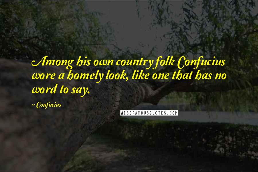 Confucius Quotes: Among his own country folk Confucius wore a homely look, like one that has no word to say.
