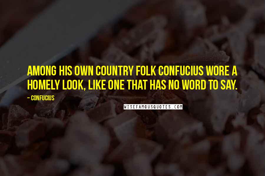 Confucius Quotes: Among his own country folk Confucius wore a homely look, like one that has no word to say.