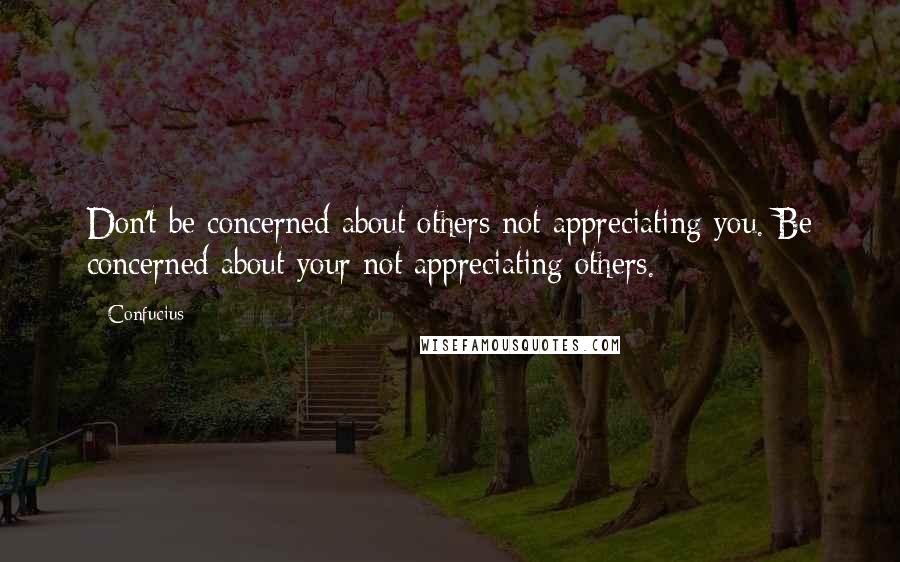 Confucius Quotes: Don't be concerned about others not appreciating you. Be concerned about your not appreciating others.