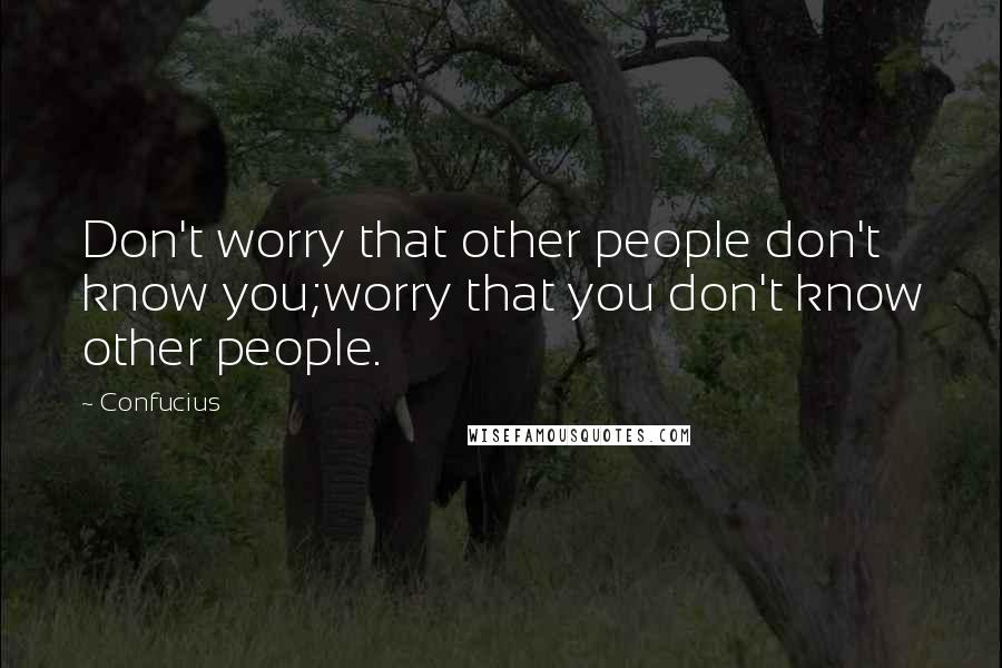 Confucius Quotes: Don't worry that other people don't know you;worry that you don't know other people.