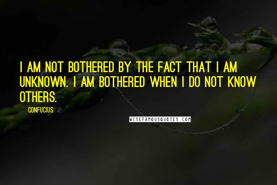 Confucius Quotes: I am not bothered by the fact that I am unknown. I am bothered when I do not know others.
