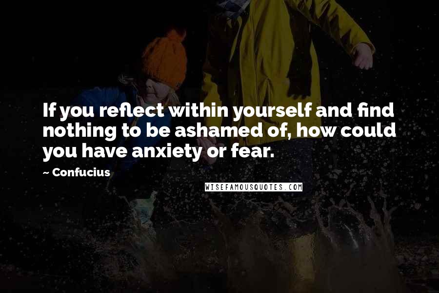 Confucius Quotes: If you reflect within yourself and find nothing to be ashamed of, how could you have anxiety or fear.