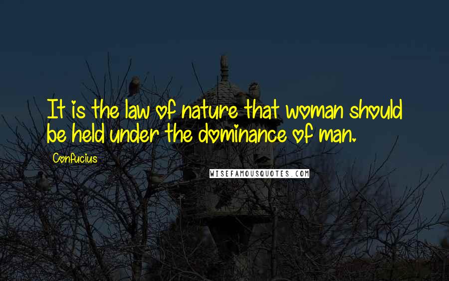 Confucius Quotes: It is the law of nature that woman should be held under the dominance of man.