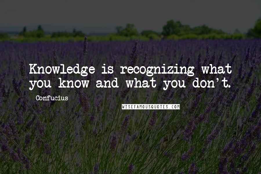 Confucius Quotes: Knowledge is recognizing what you know and what you don't.