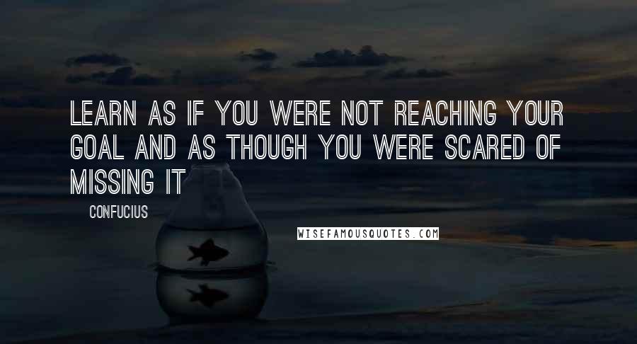 Confucius Quotes: Learn as if you were not reaching your goal and as though you were scared of missing it