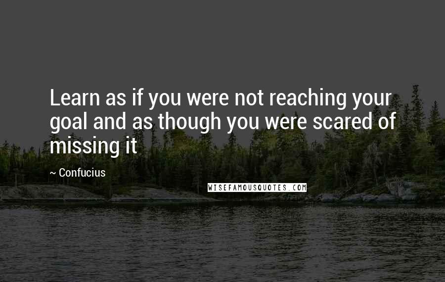 Confucius Quotes: Learn as if you were not reaching your goal and as though you were scared of missing it