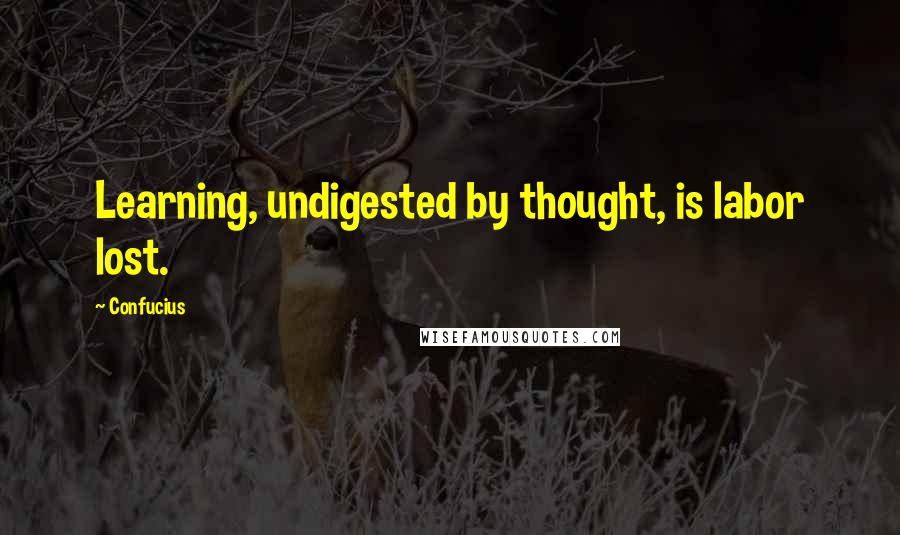 Confucius Quotes: Learning, undigested by thought, is labor lost.