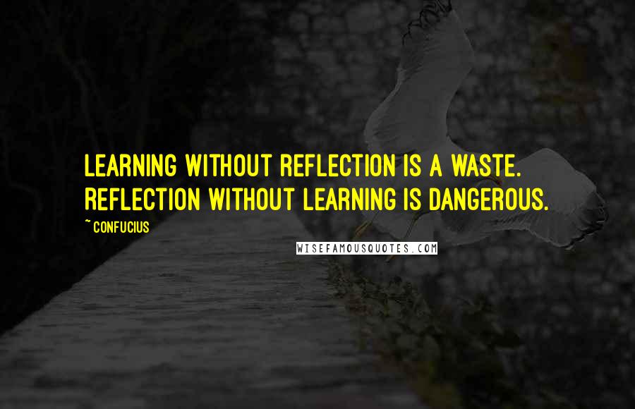 Confucius Quotes: Learning without reflection is a waste. Reflection without learning is dangerous.