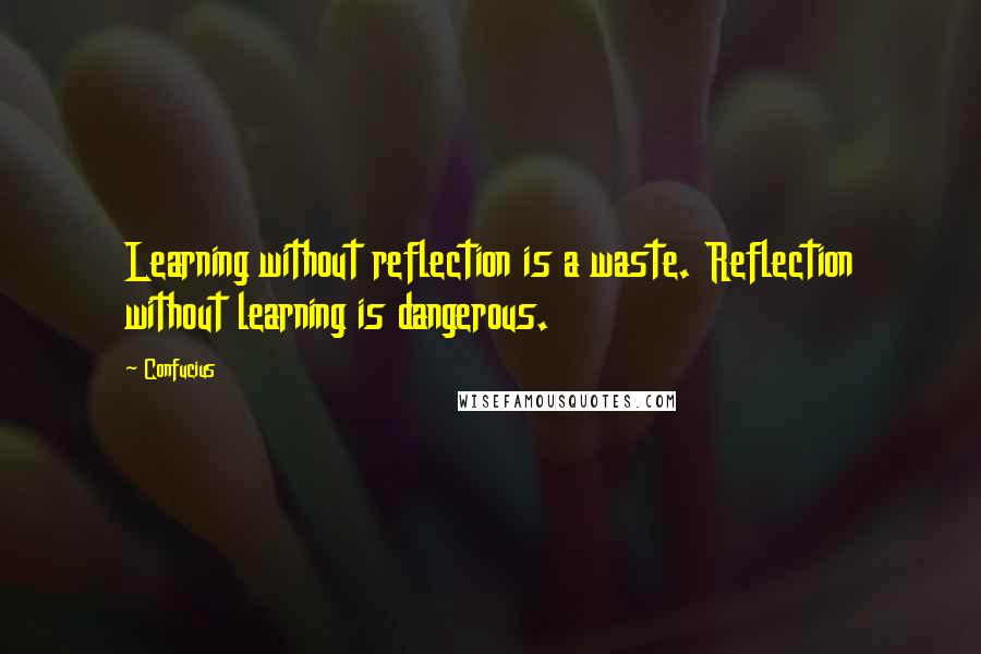 Confucius Quotes: Learning without reflection is a waste. Reflection without learning is dangerous.