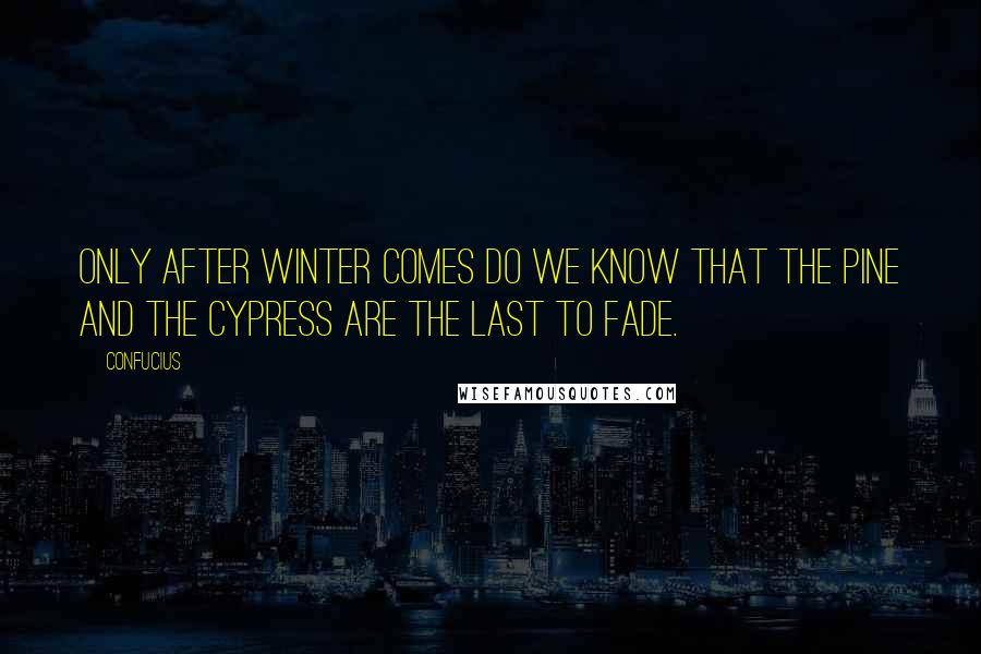 Confucius Quotes: Only after Winter comes do we know that the pine and the cypress are the last to fade.