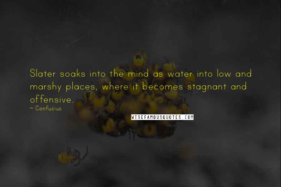 Confucius Quotes: Slater soaks into the mind as water into low and marshy places, where it becomes stagnant and offensive.