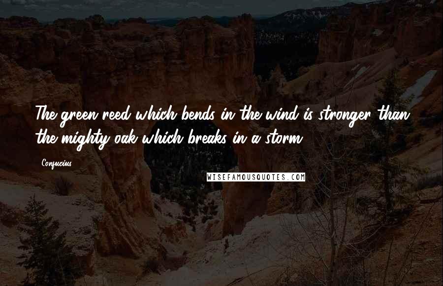 Confucius Quotes: The green reed which bends in the wind is stronger than the mighty oak which breaks in a storm.