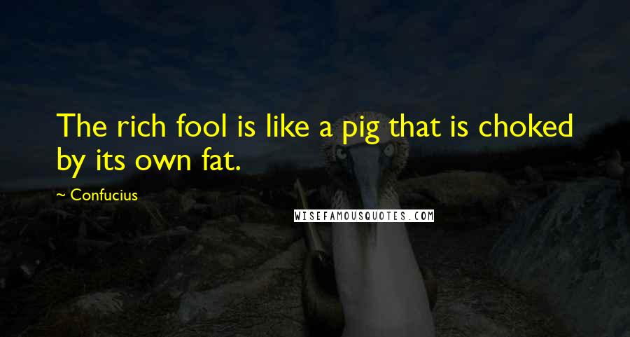 Confucius Quotes: The rich fool is like a pig that is choked by its own fat.