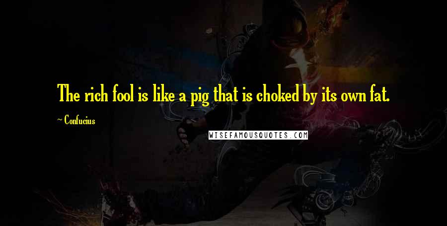 Confucius Quotes: The rich fool is like a pig that is choked by its own fat.